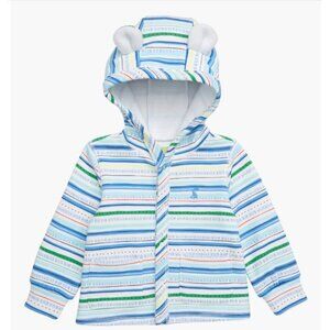 Joules Laine Faux Fur Lined Jacket 3-6 Months Blue Stripe